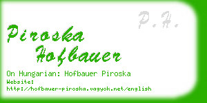 piroska hofbauer business card